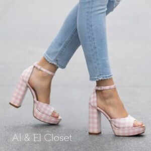 Dolce Vita x Byrdie Golf Pink Gingham Platform Block Heel Women’s Sandals 8.5